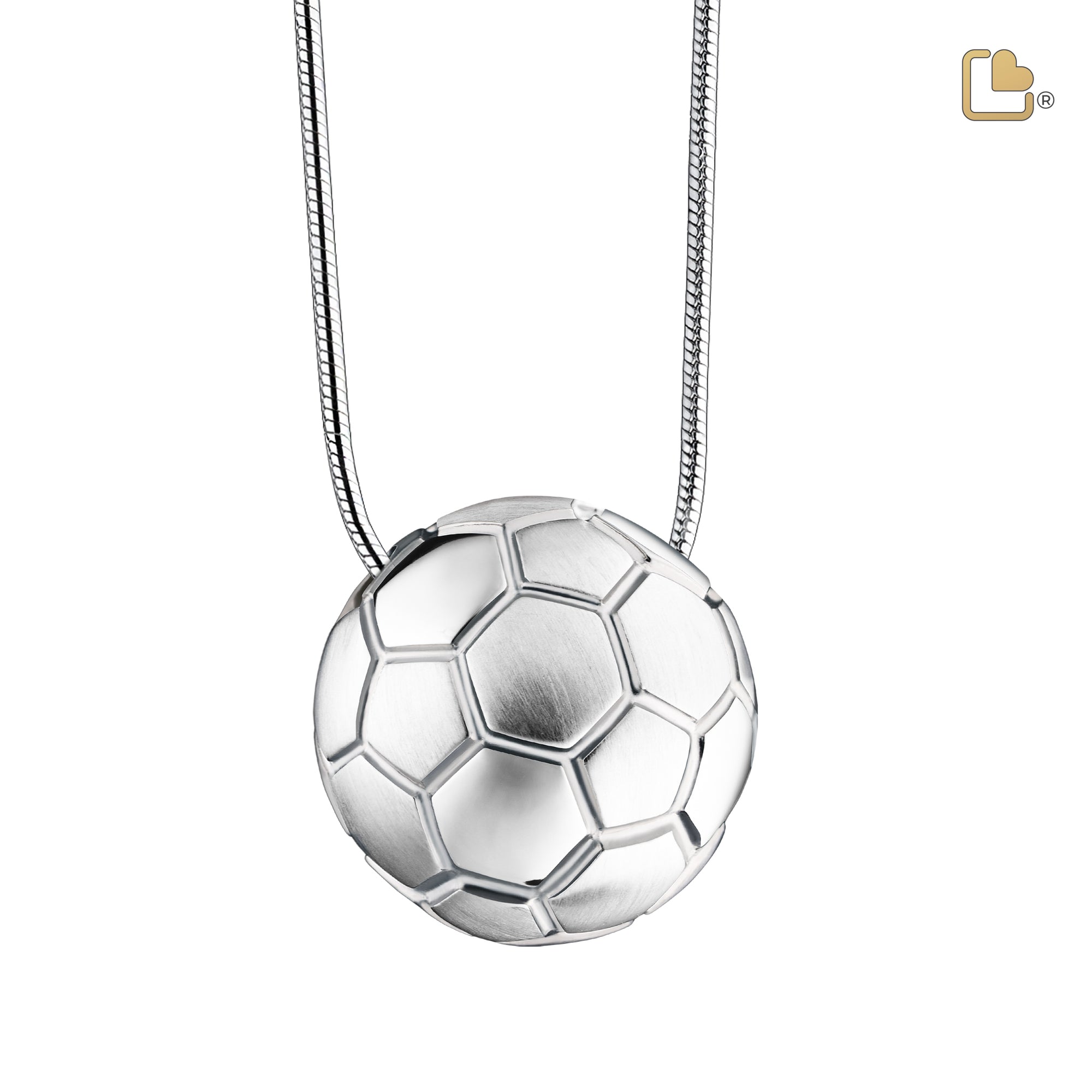 Soccer Ball Two Tone Sterling Silver Cremation Pendant