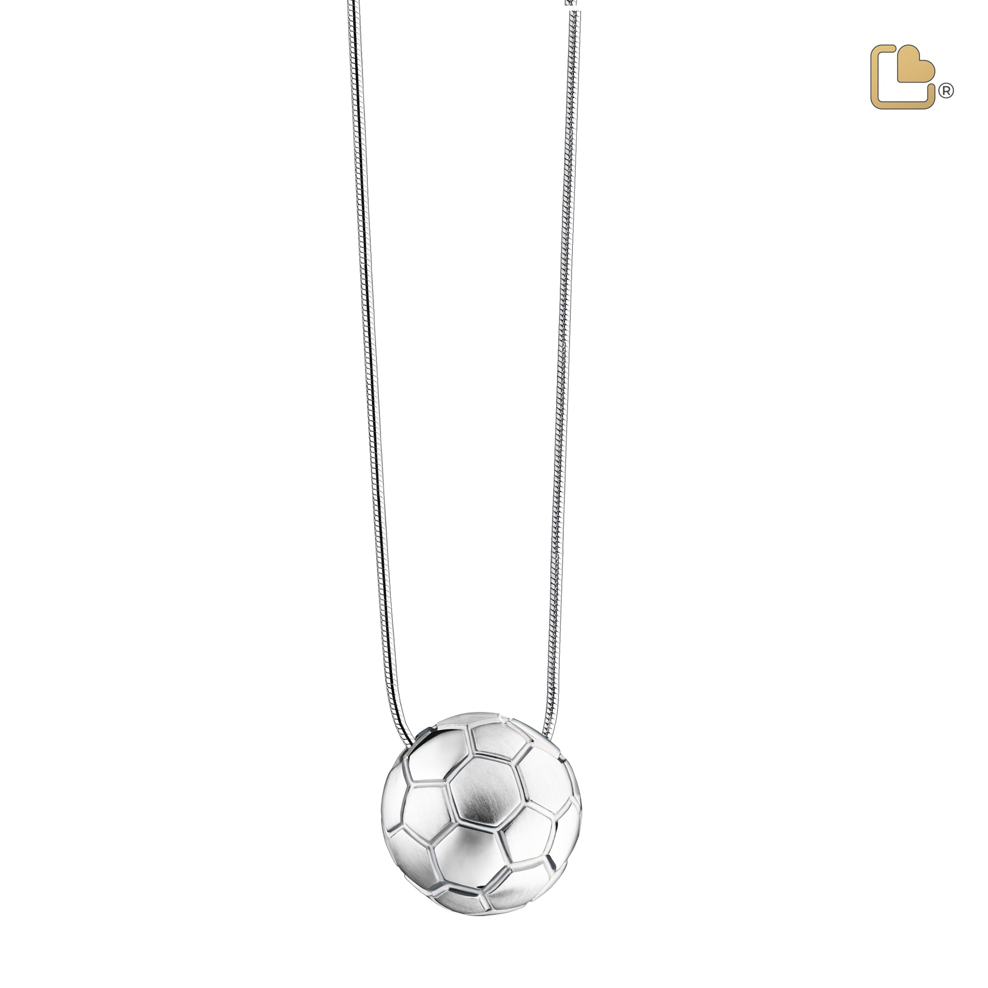 Soccer Ball Two Tone Sterling Silver Cremation Pendant