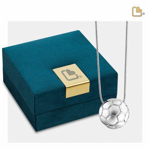 Soccer Ball Two Tone Sterling Silver Cremation Pendant