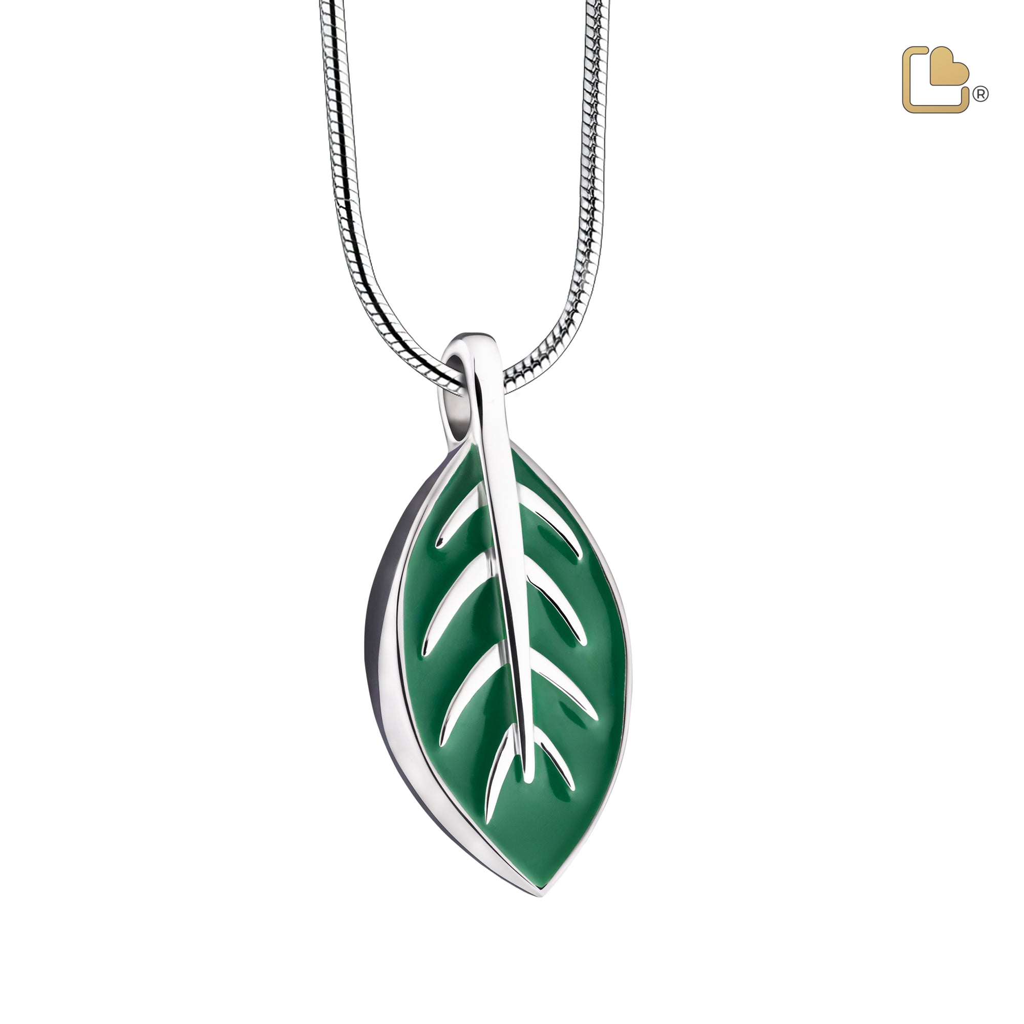 Leaf Enamel Sterling Silver Cremation Pendant