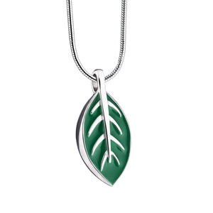 Leaf Enamel Sterling Silver Cremation Pendant