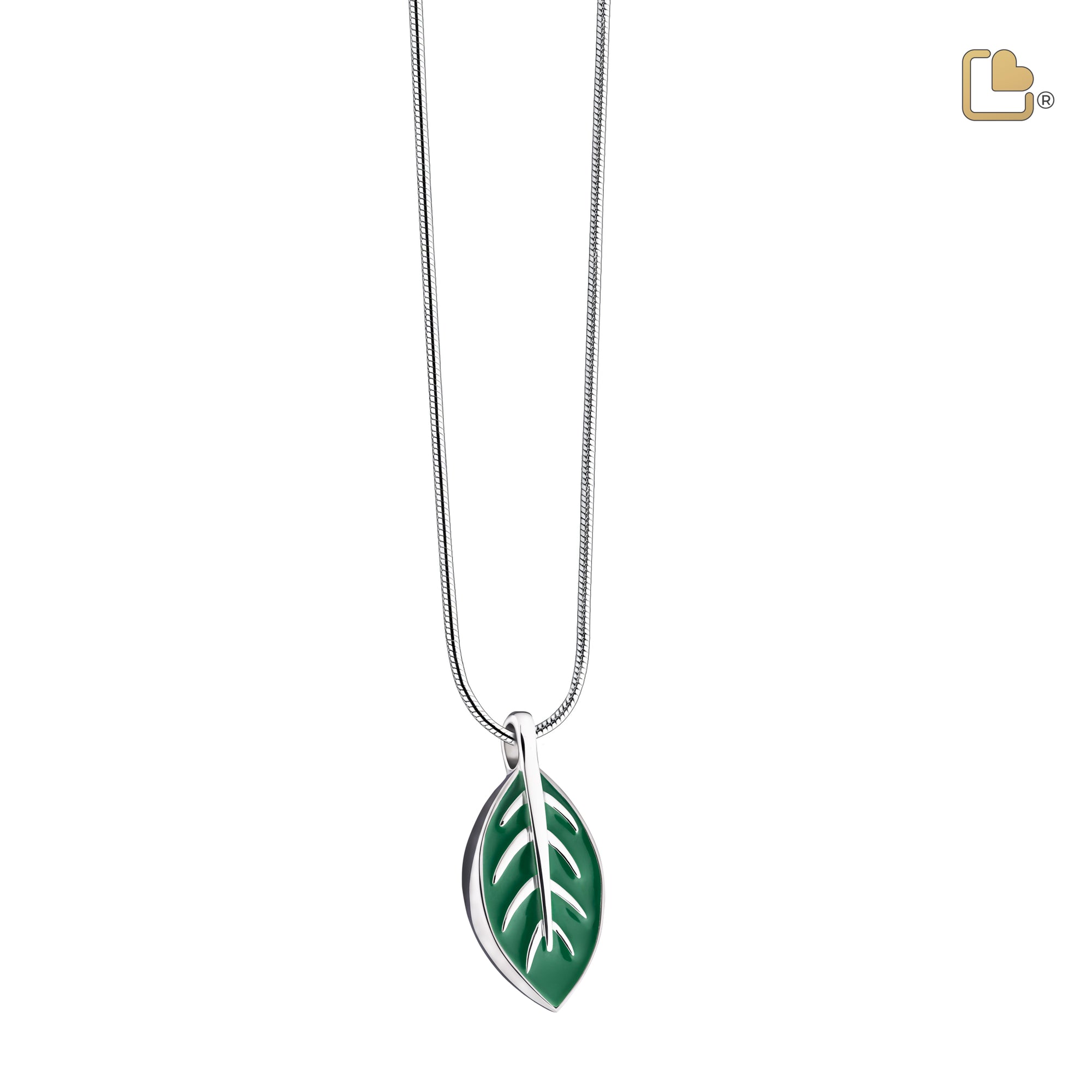 Leaf Enamel Sterling Silver Cremation Pendant