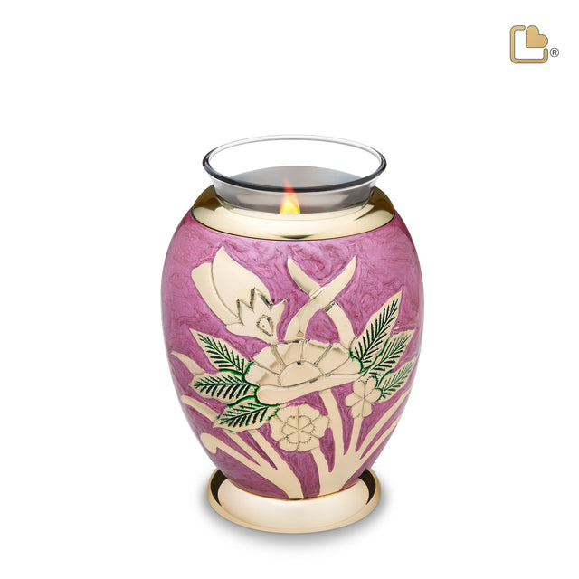 Tealight Lilac Rose Cremation Urn