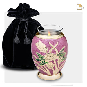 Tealight Lilac Rose Cremation Urn