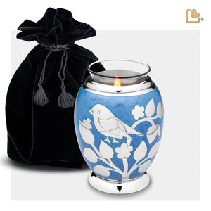 Tealight Silver Blessing Birds Cremation Urn