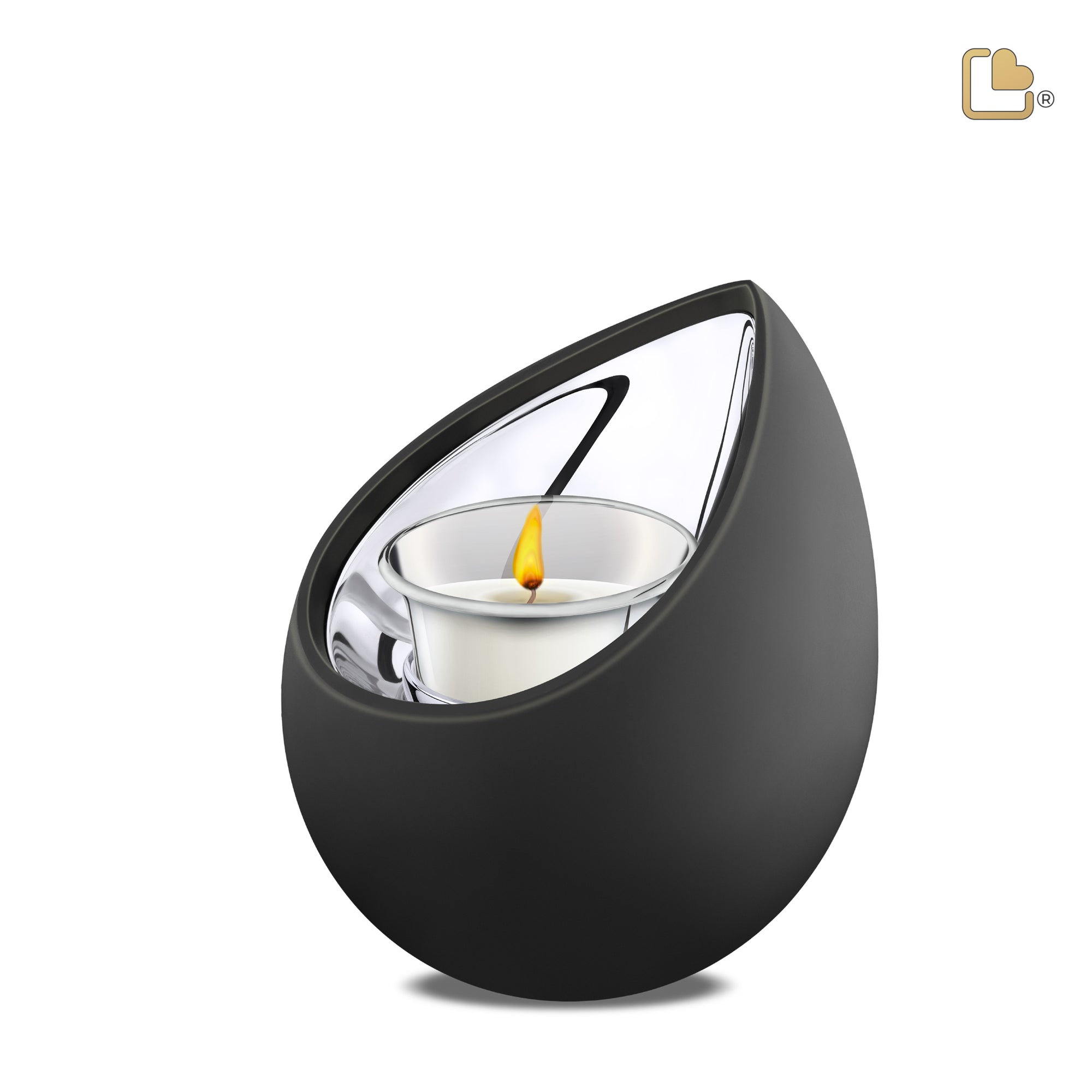 Drop Tealight Urn Black & Polished Silver