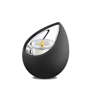 Drop Tealight Urn Black & Polished Silver