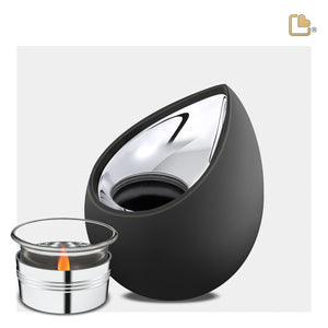 Drop Tealight Urn Black & Polished Silver