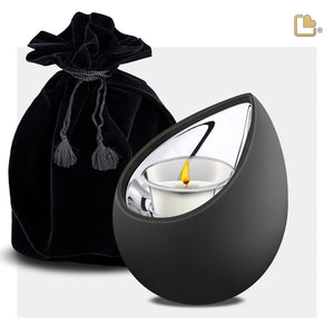 Drop Tealight Urn Black & Polished Silver