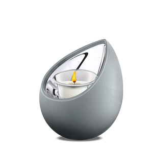 Drop Tealight Urn French Grey & Polished Silver