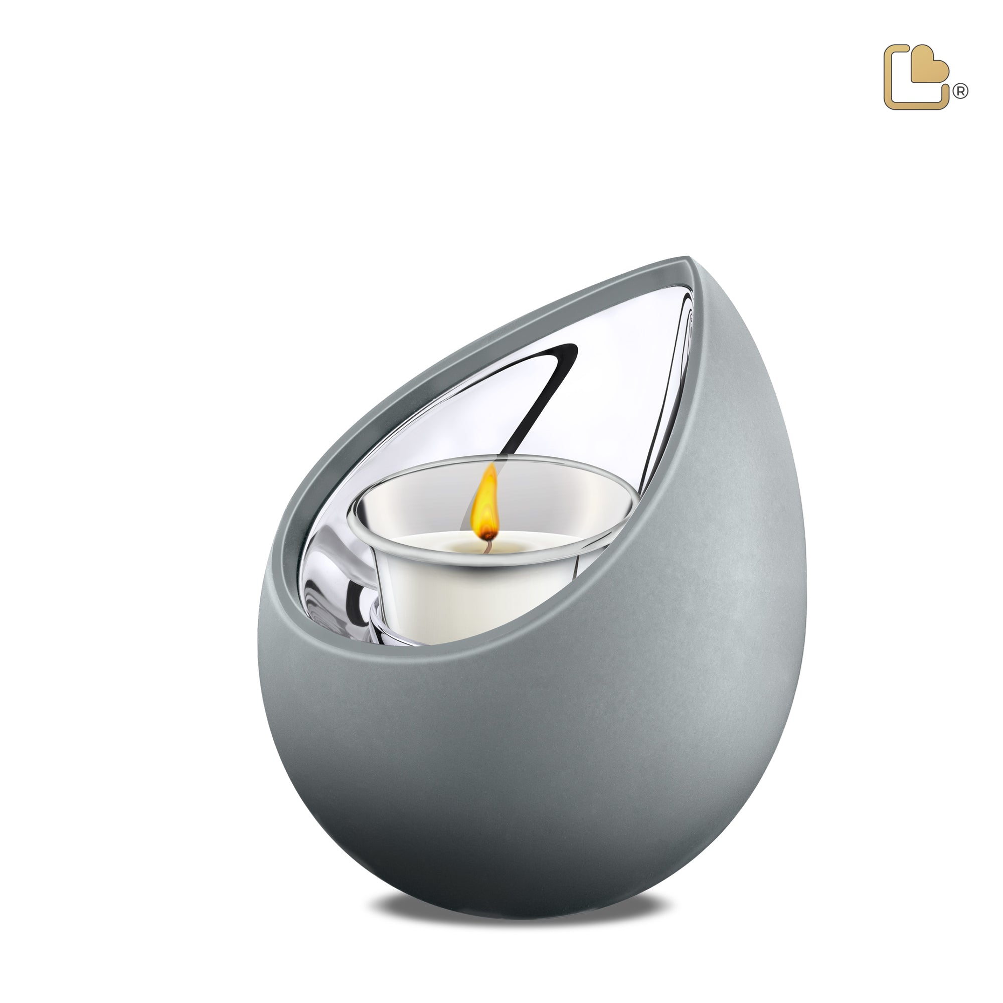 Drop Tealight Urn French Grey & Polished Silver