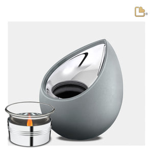 Drop Tealight Urn French Grey & Polished Silver