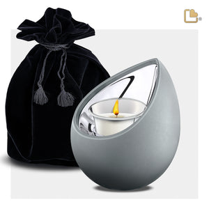 Drop Tealight Urn French Grey & Polished Silver