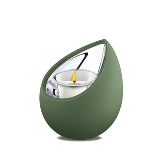 Drop Tealight Urn Sage Green & Polished Silver