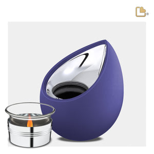 Drop Tealight Urn Navy & Polished Silver