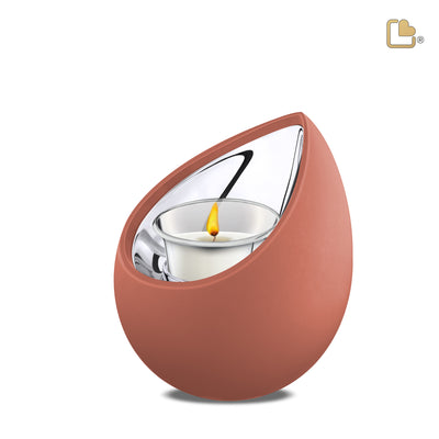 Drop Tealight Urn Terracotta & Polished Silver