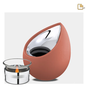 Drop Tealight Urn Terracotta & Polished Silver