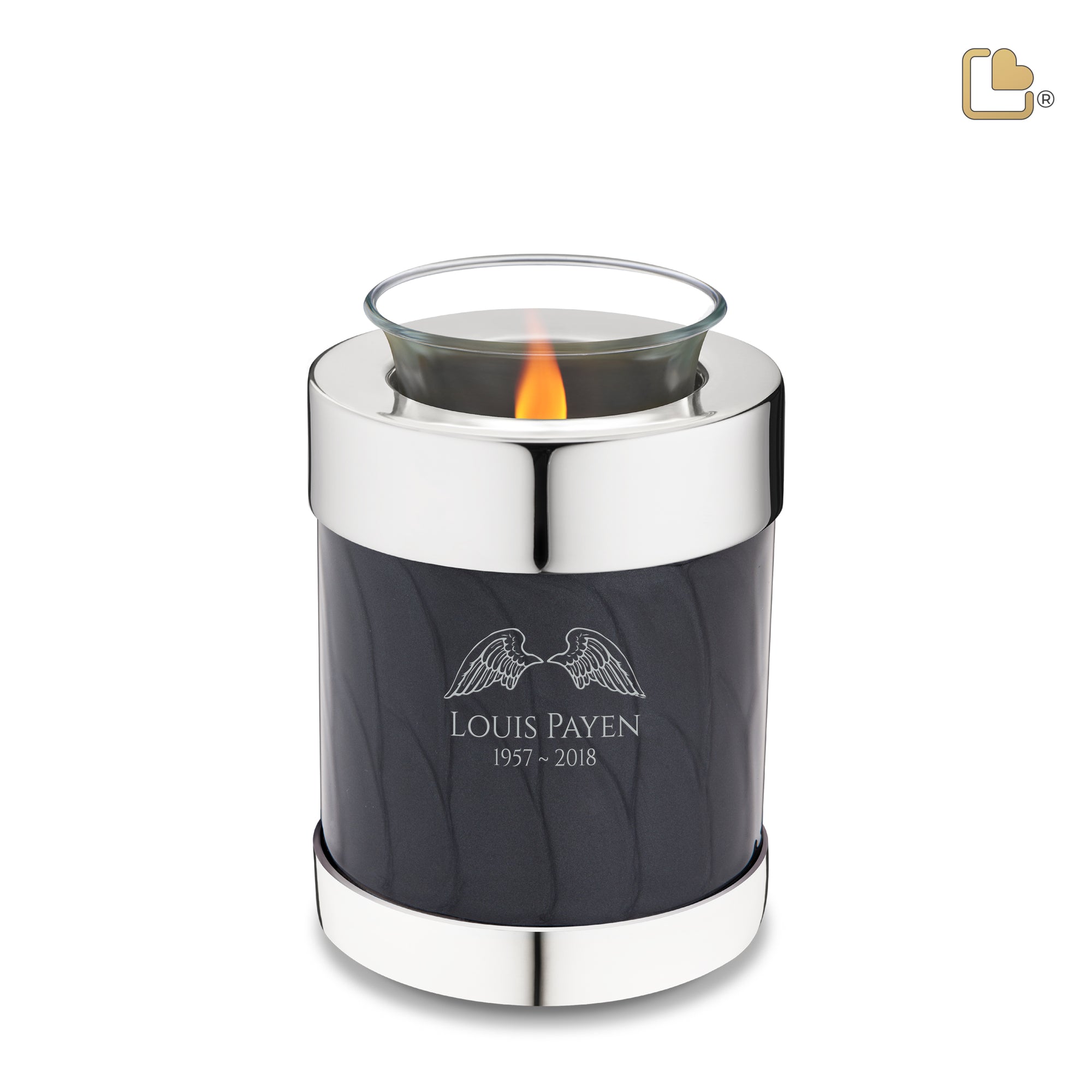 Tealight Midnight Pearl Silver Cremation Urn