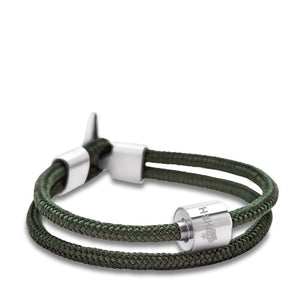 Nato Green & Silver - TadBlu Naval Cord Men’s Cremation Bead Bracelet