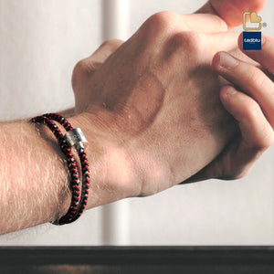 Red and Black - TadBlu Naval Cord Men’s Cremation Bead Bracelet