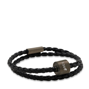 Black & Black - TadBlu Braided Leather Men’s Cremation Bead Bracelet