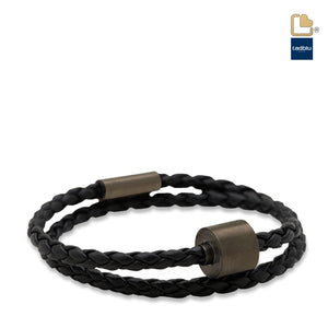 Black & Black - TadBlu Braided Leather Men’s Cremation Bead Bracelet