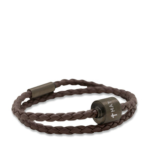 Brown & Black- TadBlu Braided Leather Men’s Cremation Bead Bracelet