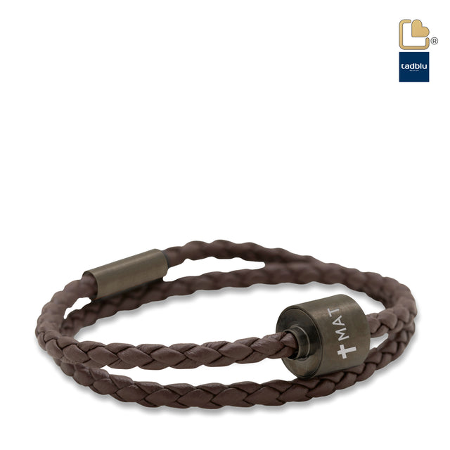 Brown & Black- TadBlu Braided Leather Men’s Cremation Bead Bracelet