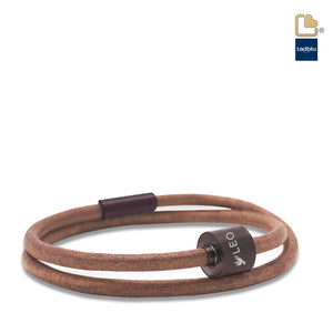 Cognac & Black- TadBlu Smooth Leather Men’s Cremation Bead Bracelet