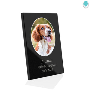 Custom Printed Pet Portrait Granite Plaque - Vertical