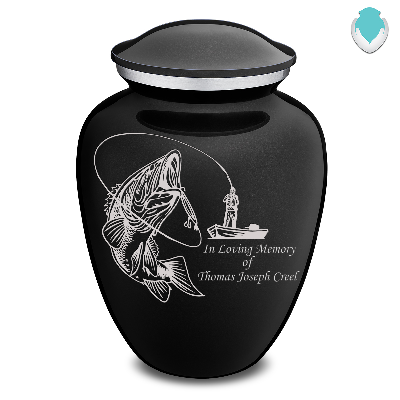 Adult Embrace Black Fishing Cremation Urn