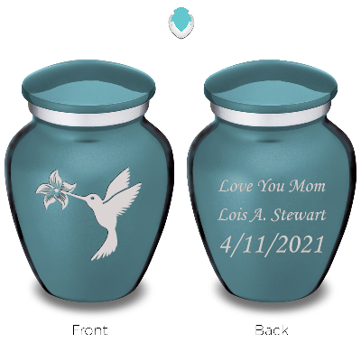 Keepsake Embrace Teal Hummingbird Cremation Urn