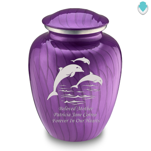 Adult Embrace Pearl Purple Dolphin Cremation Urn