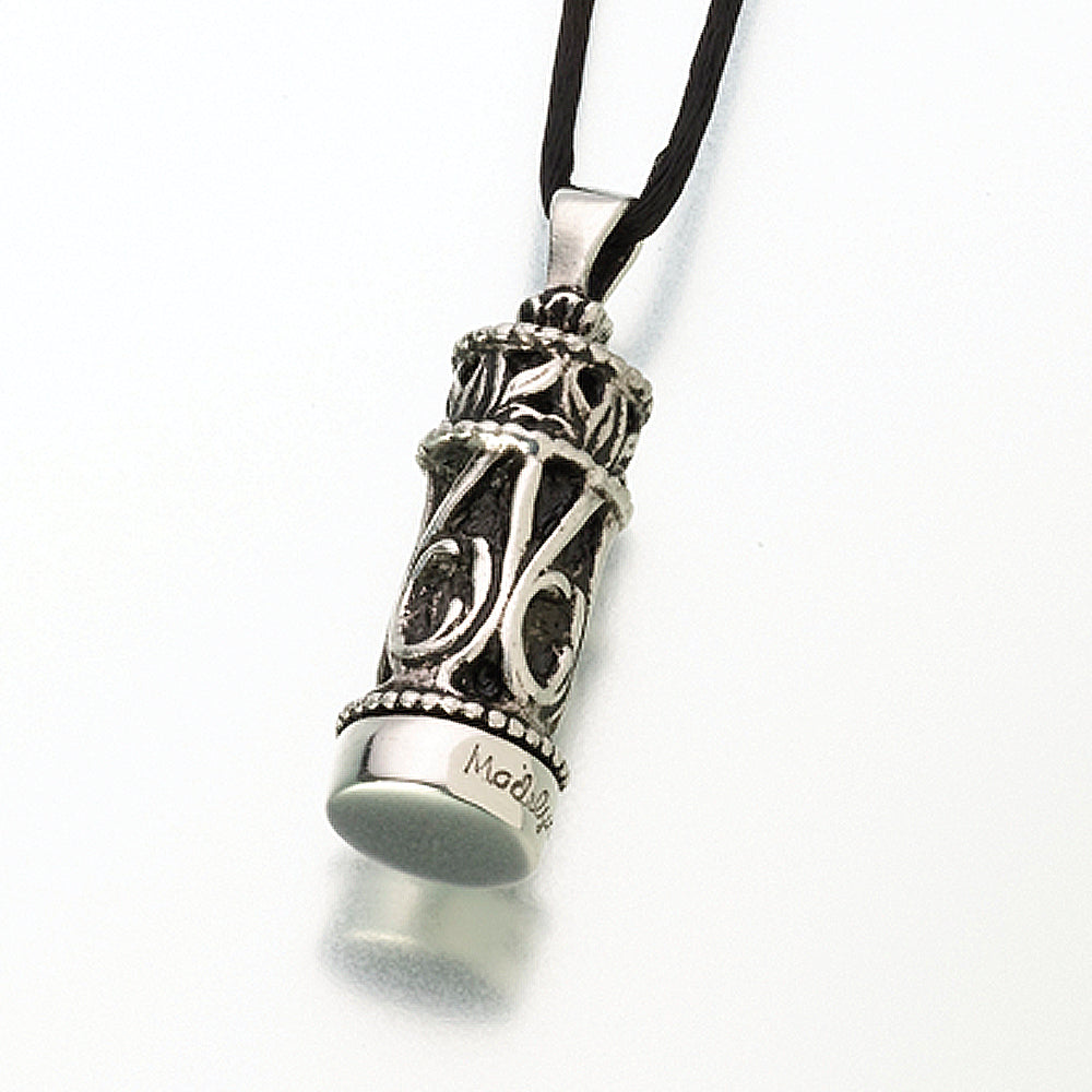 Sterling silver cylinder cremation on sale jewelry