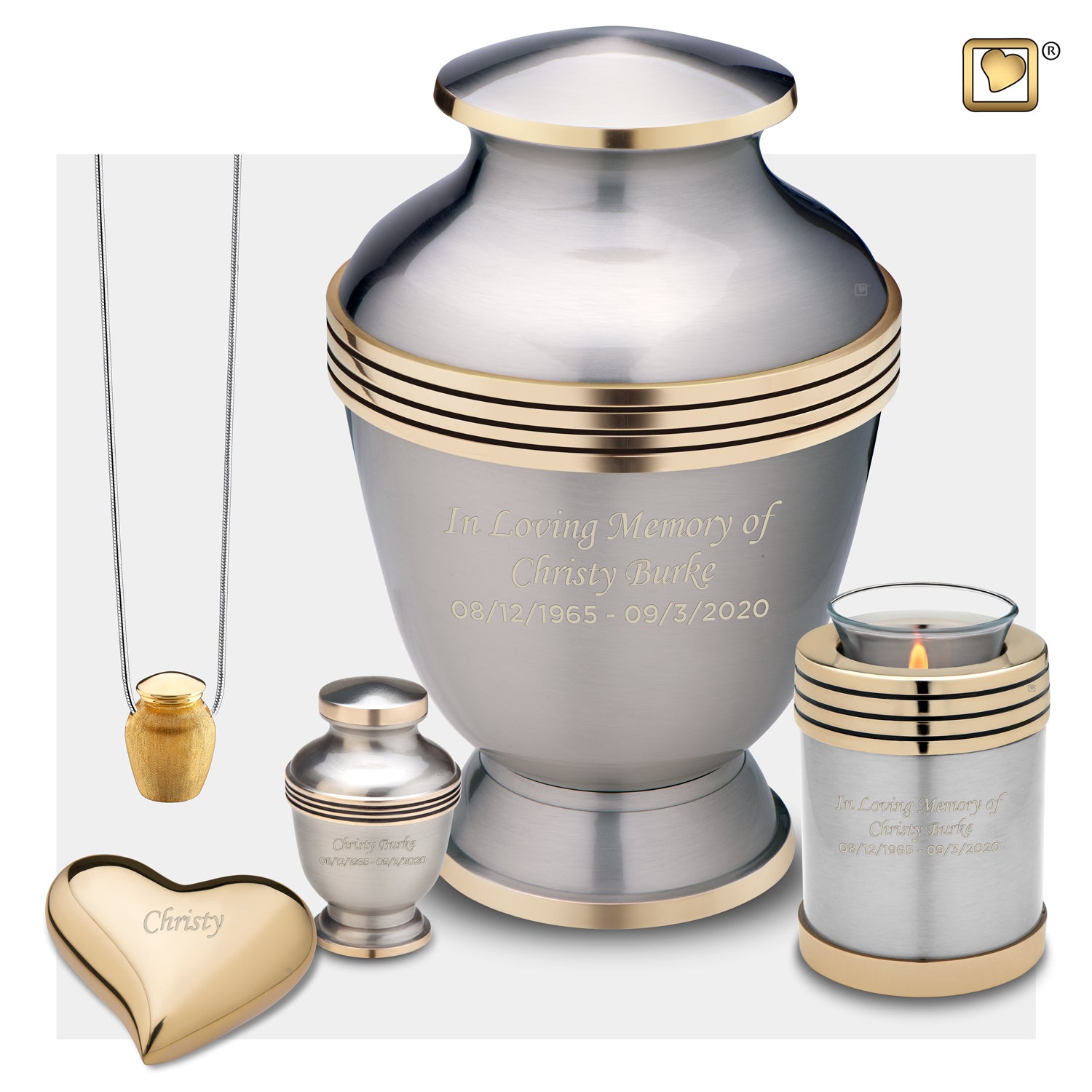 Heart Bright Gold Cremation Urn