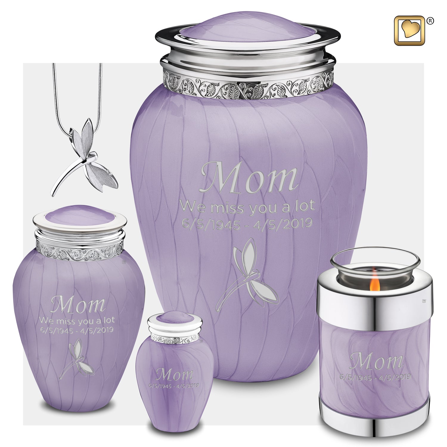 Adult Blessing Pearl Lavender Silver Cremation Urn