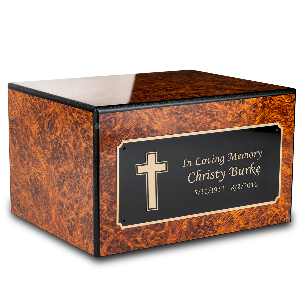 Gold Love of Christ Religious Cremation Urn for Adult Ashes with Match 