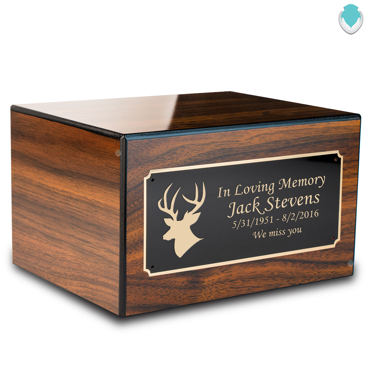 Custom Engraved Heritage Walnut Adult Cremation Urn Memorial Box for Ashes