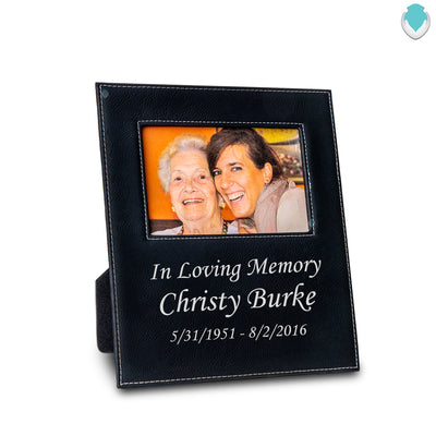 Custom Engraved Photo Frame in Black Leatherette