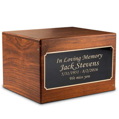 Adult Aura Custom Engraved Text Solid Wood Box Cremation Urn