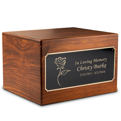 Adult Aura Rose Custom Engraved Solid Wood Box Cremation Urn