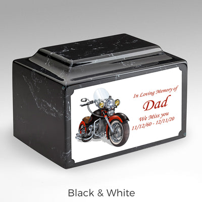 Adult Legacy Custom Printed Motorcycle Cultured Marble Urns by MacKenzie