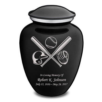 Adult Embrace Black Baseball Cremation Urn