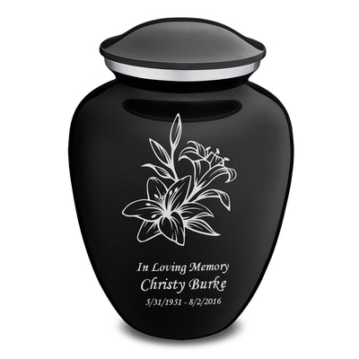 Adult Embrace Black Lily Cremation Urn