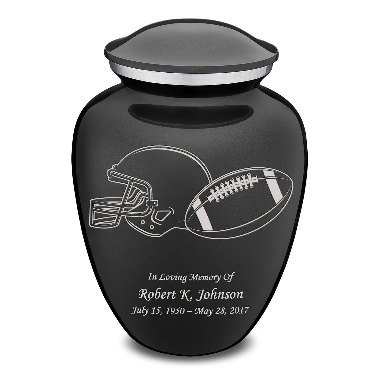 Football Cremation Urn & Philadelphia Eagles Hover Helmet Décor