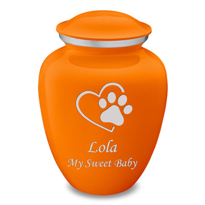 Large Embrace Burnt Orange Single Paw Heart Pet Cremation Urn