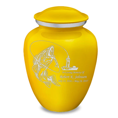 Adult Embrace Yellow Fishing Cremation Urn