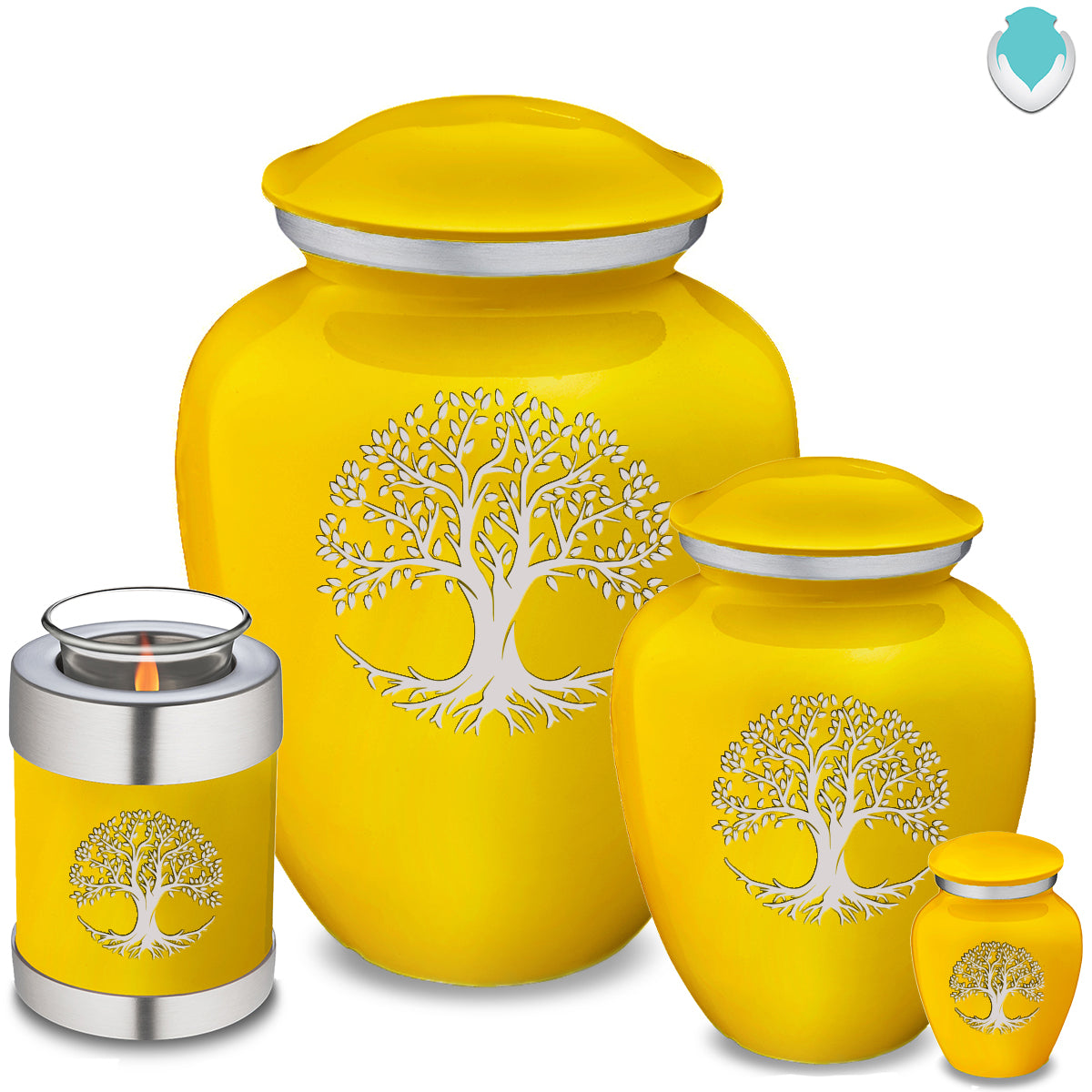 Candle Holder Embrace Yellow Tree of Life Cremation Urn