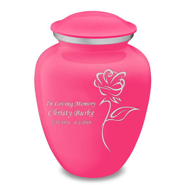 Adult Embrace Bright Pink Rose Cremation Urn