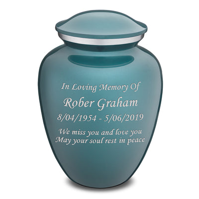 Adult Embrace Teal Custom Engraved Cremation Urn